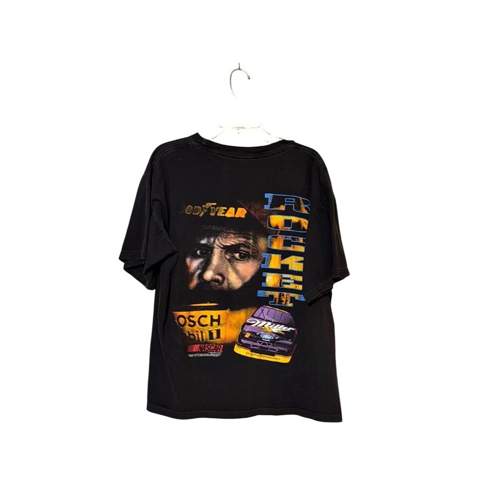 Vintage Rusty Wallace NASCAR Graphic Tee Black XL Cotton 1990s Racing Shirt - Picture 2 of 7